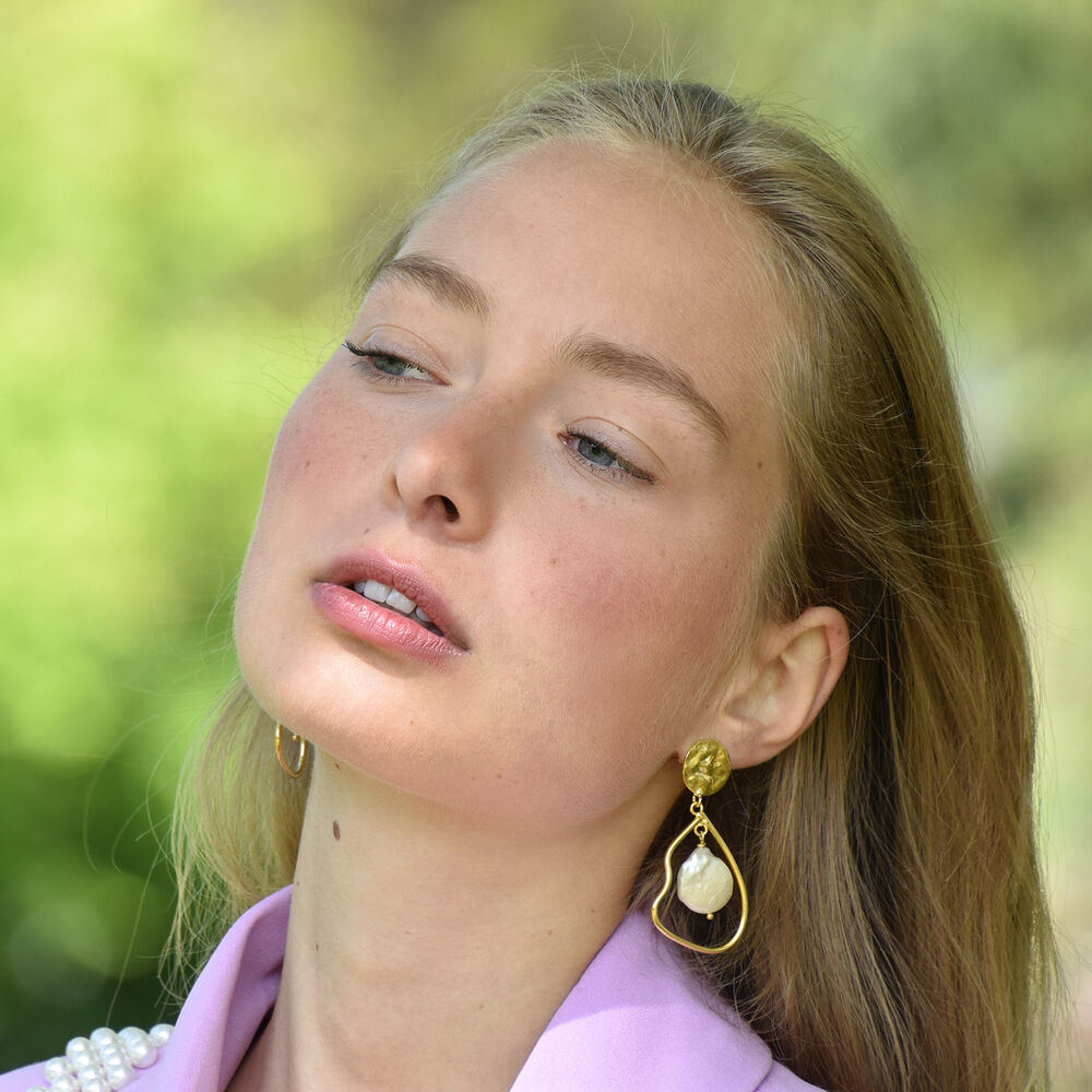 Culturesse Celestia 24K Artisan Pearl Dangle Earrings