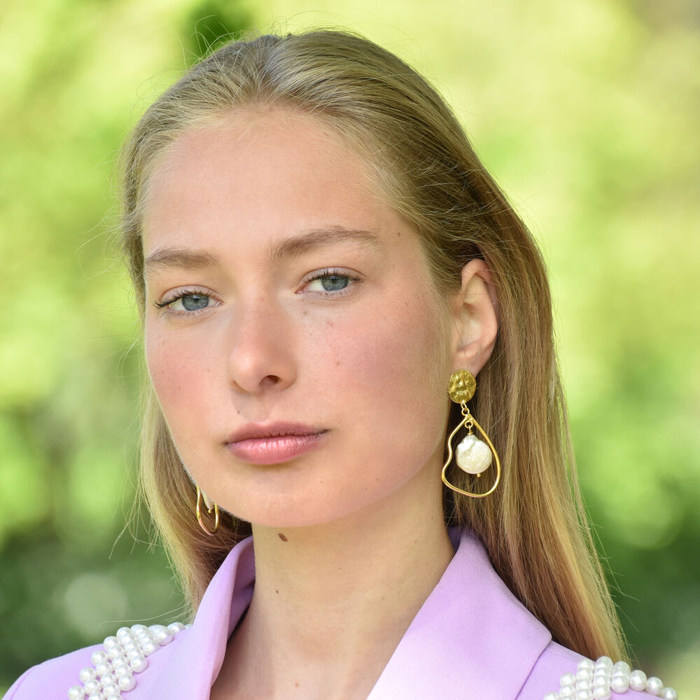 Culturesse Celestia 24K Artisan Pearl Dangle Earrings