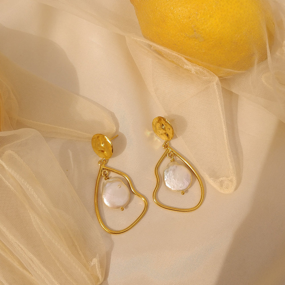 Culturesse Celestia 24K Artisan Pearl Dangle Earrings