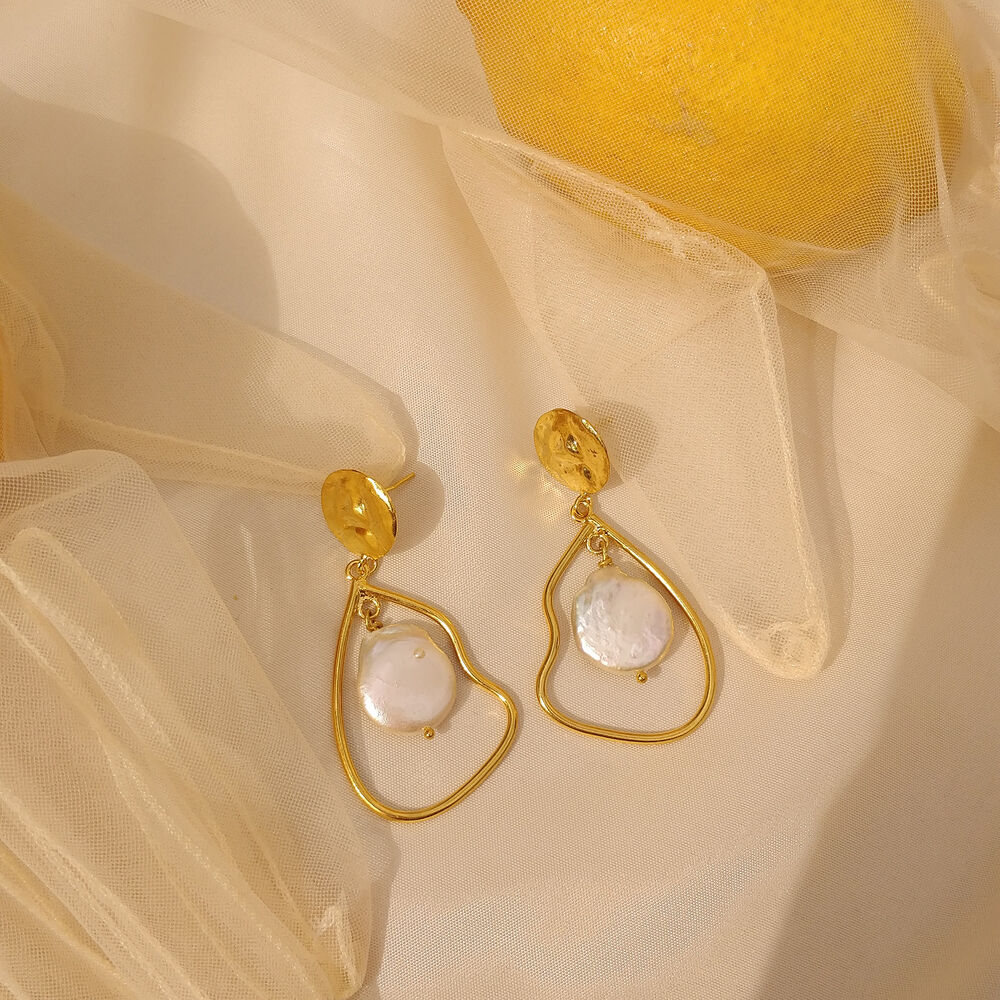 Culturesse Celestia 24K Artisan Pearl Dangle Earrings
