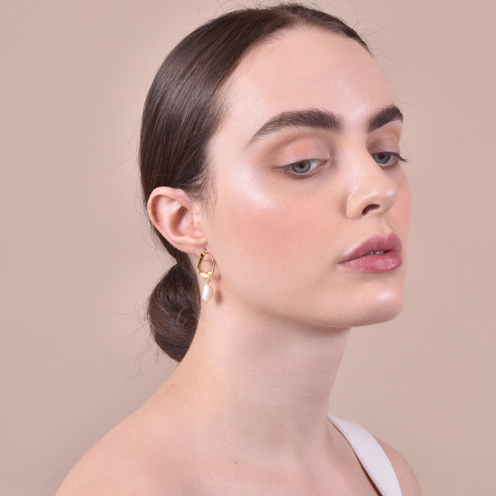 Culturesse Zuri Gold Vermeil Pearl Drop Earrings
