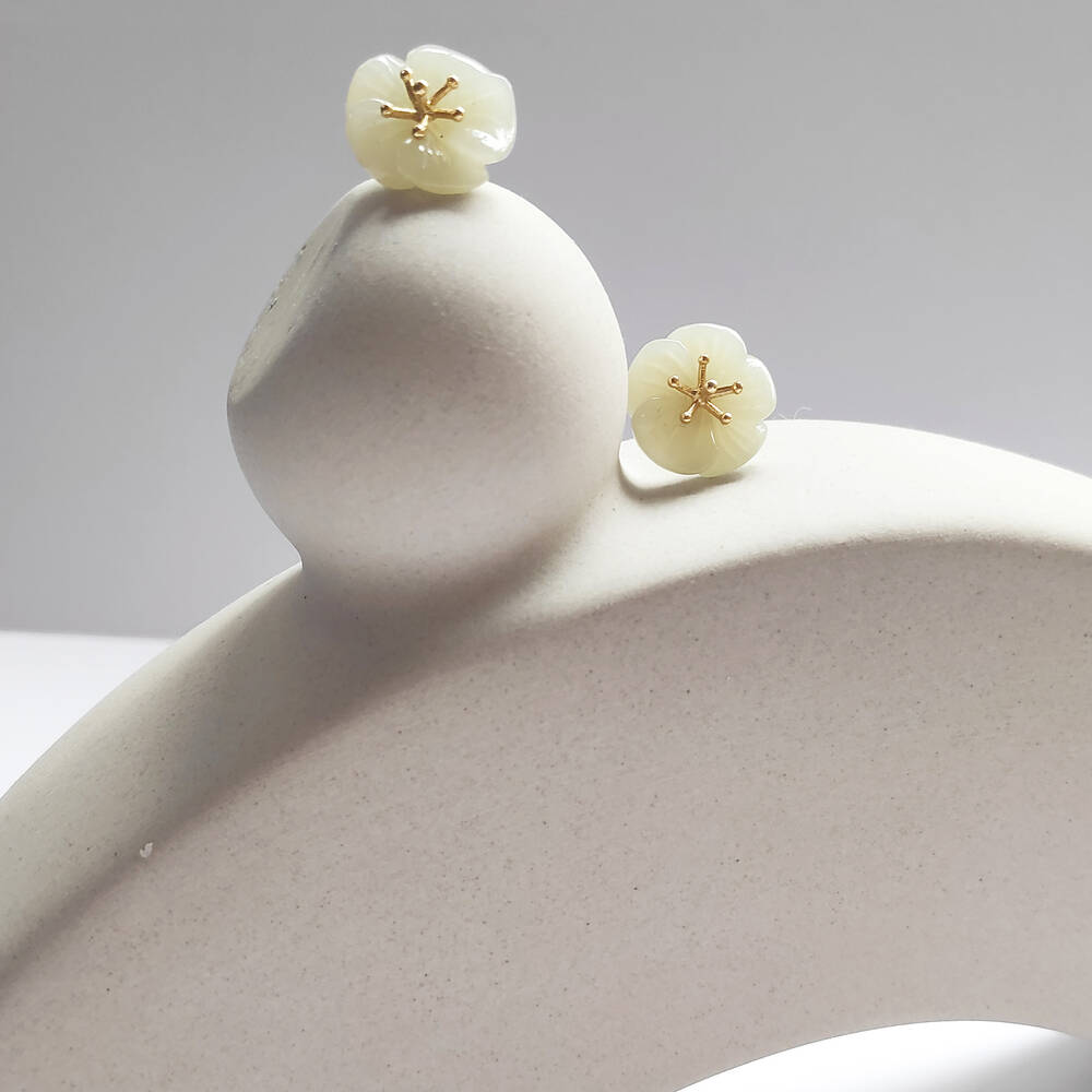 Culturesse Pure Jade Artisan Floral Stud Earrings