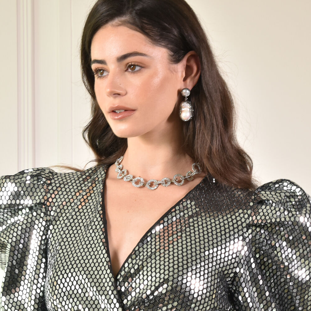 Culturesse Desdemona Jewel Embellished Baroque Pearl Earrings