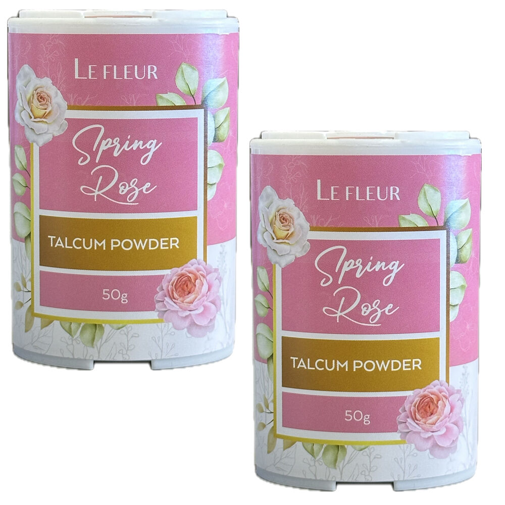 Le Fleur Spring Rose Luxury Talc Powder 2 x 50g Floral Scent