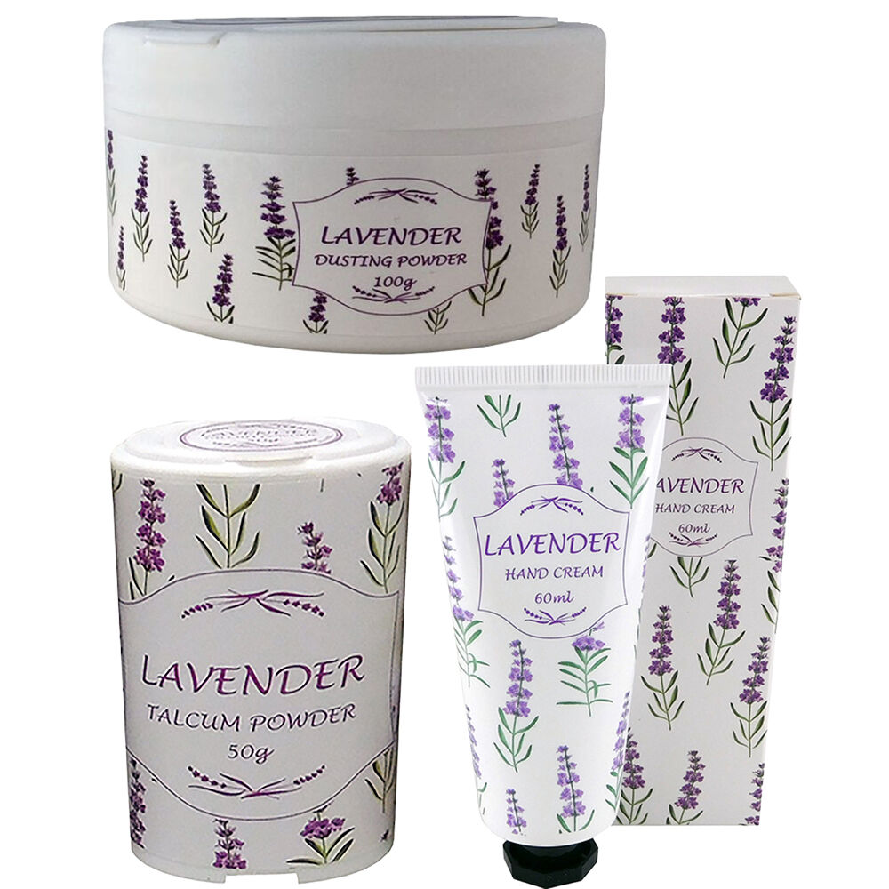 Fresh Lavender Luxury Talcum Powder Hand Cream Dusting Powder Set