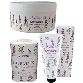 Fresh Lavender Luxury Talcum Powder Hand Cream Dusting Powder Set