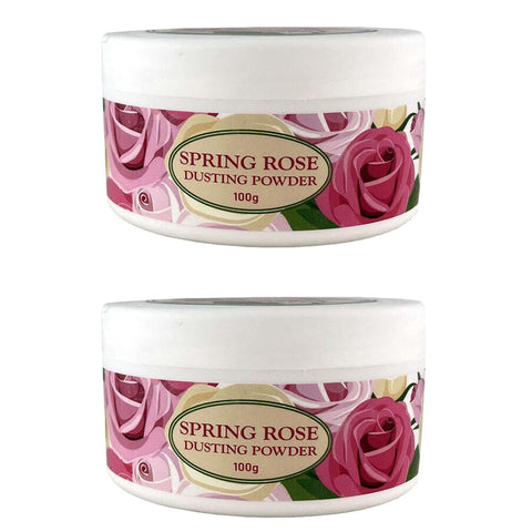 Spring Rose Dusting Powder 2 x 100g Pack Moisture Absorbing Soft Skin