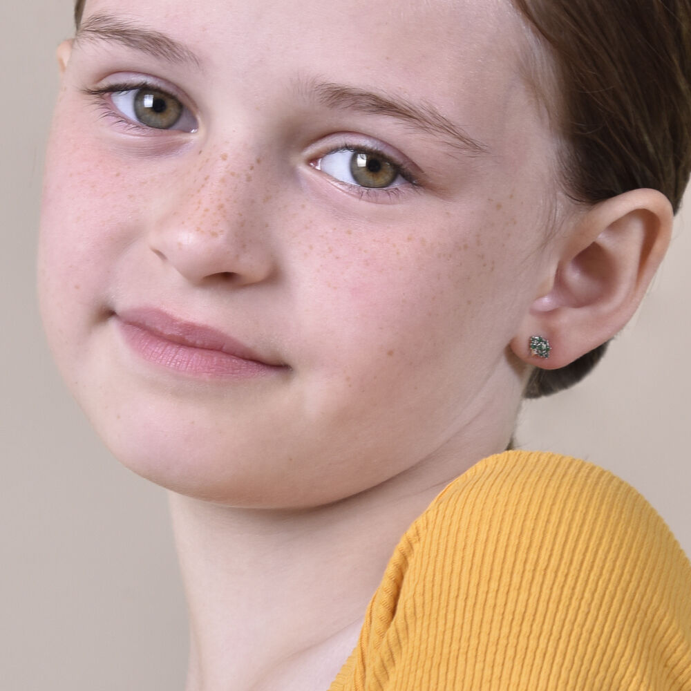 Culturesse Little Broccoli Dainty Stud Earrings (Silver)