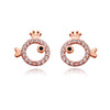 Culturesse Little Crown Fish Rose Gold Stud Earrings