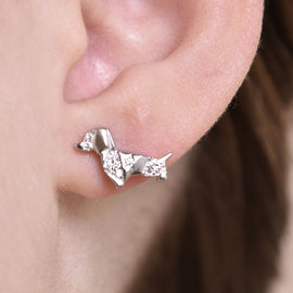 Culturesse Dachshund Diamante Stud Earrings