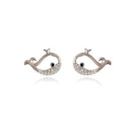 Culturesse Little Whale Diamante Stud Earrings
