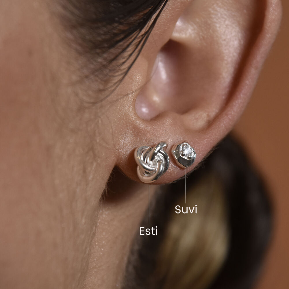 Culturesse Esti Artsy Knot Earrings (Silver)