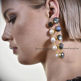 Culturesse Carolita Artisan Natural Labradorite Crystal Drop Earrings