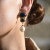 Culturesse Odette Lapis Lazuli Pearl Drop Earrings (Gold)