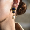 Culturesse Odette Lapis Lazuli Pearl Drop Earrings (Gold)