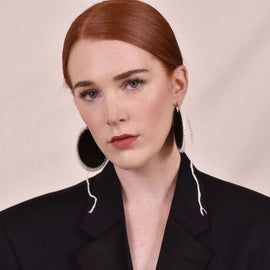 Culturesse Emiri Luxury Leather Stitched Earrings (Black)
