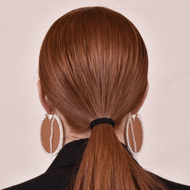 Culturesse Emiri Luxury Leather Stitched Earrings (Brown)