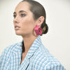 Culturesse Luca Vegan Leather Statement Earrings (Magenta)