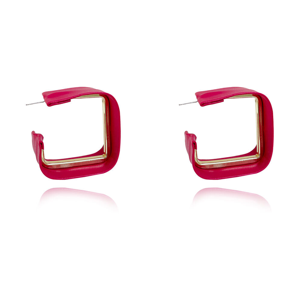 Culturesse Luca Vegan Leather Statement Earrings (Magenta)