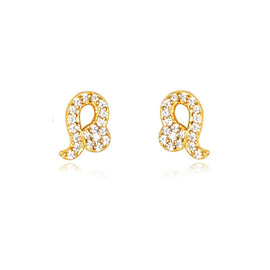 Culturesse Leo Artisan Zirconia Pave Stud Earrings (Gold)