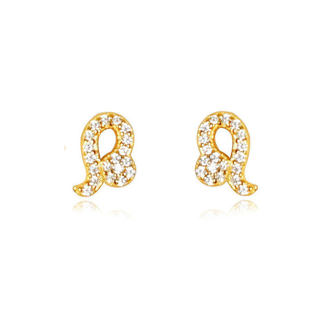 Culturesse Leo Zodiac Zirconia Pave Stud Earrings (Gold)