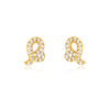 Culturesse Leo Artisan Zirconia Pave Stud Earrings (Gold)