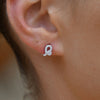 Culturesse Leo Artisan Zirconia Pave Stud Earrings (Silver)