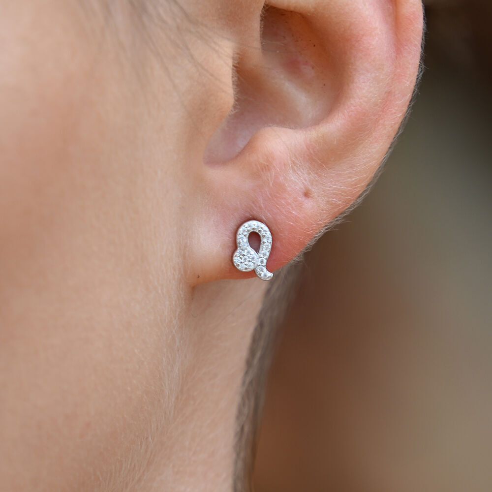 Culturesse Leo Artisan Zirconia Pave Stud Earrings (Silver)