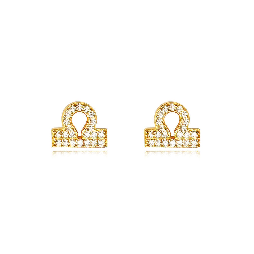 Culturesse Libra Artisan Zirconia Pave Stud Earrings (Gold)
