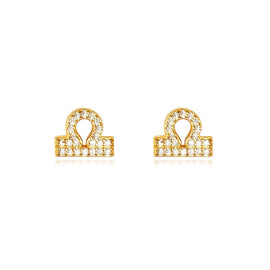Culturesse Libra Artisan Zirconia Pave Stud Earrings (Gold)