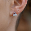 Culturesse Libra Zodiac Zirconia Pave Stud Earrings (Silver)