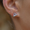 Culturesse Libra Zodiac Zirconia Pave Stud Earrings (Silver)