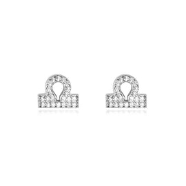 Culturesse Libra Artisan Zirconia Pave Stud Earrings (Silver)