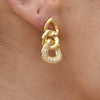 Culturesse Clarette Luxury Diamante Link Chain Earrings (Gold Vermeil)