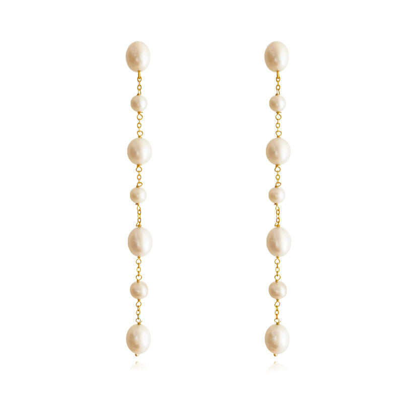 Culturesse Valentina 24K Freshwater Pearl Drop Earrings