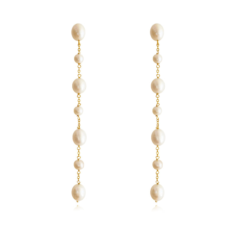 Culturesse Valentina 24K Freshwater Pearl Drop Earrings