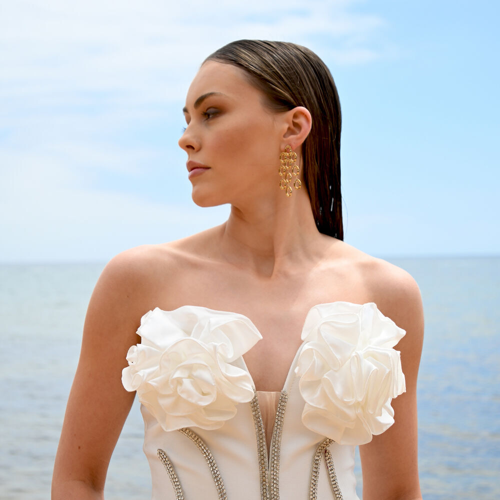 Culturesse Lenore Sculptured Loop Mesh Earrings (Gold)