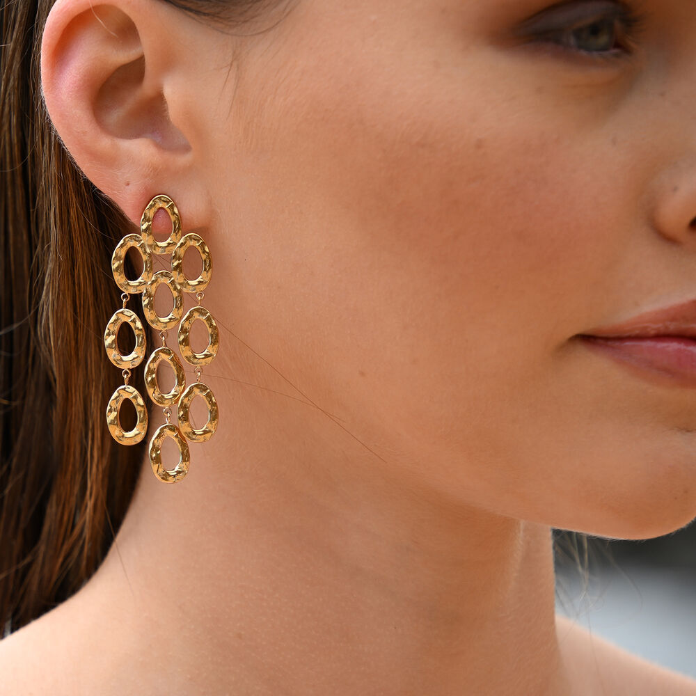 Culturesse Lenore Sculptured Loop Mesh Earrings (Gold)
