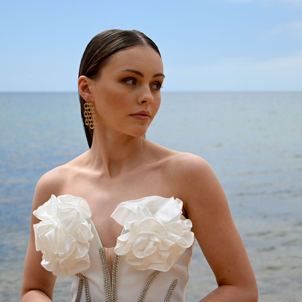 Culturesse Lenore Sculptured Loop Mesh Earrings (Gold)