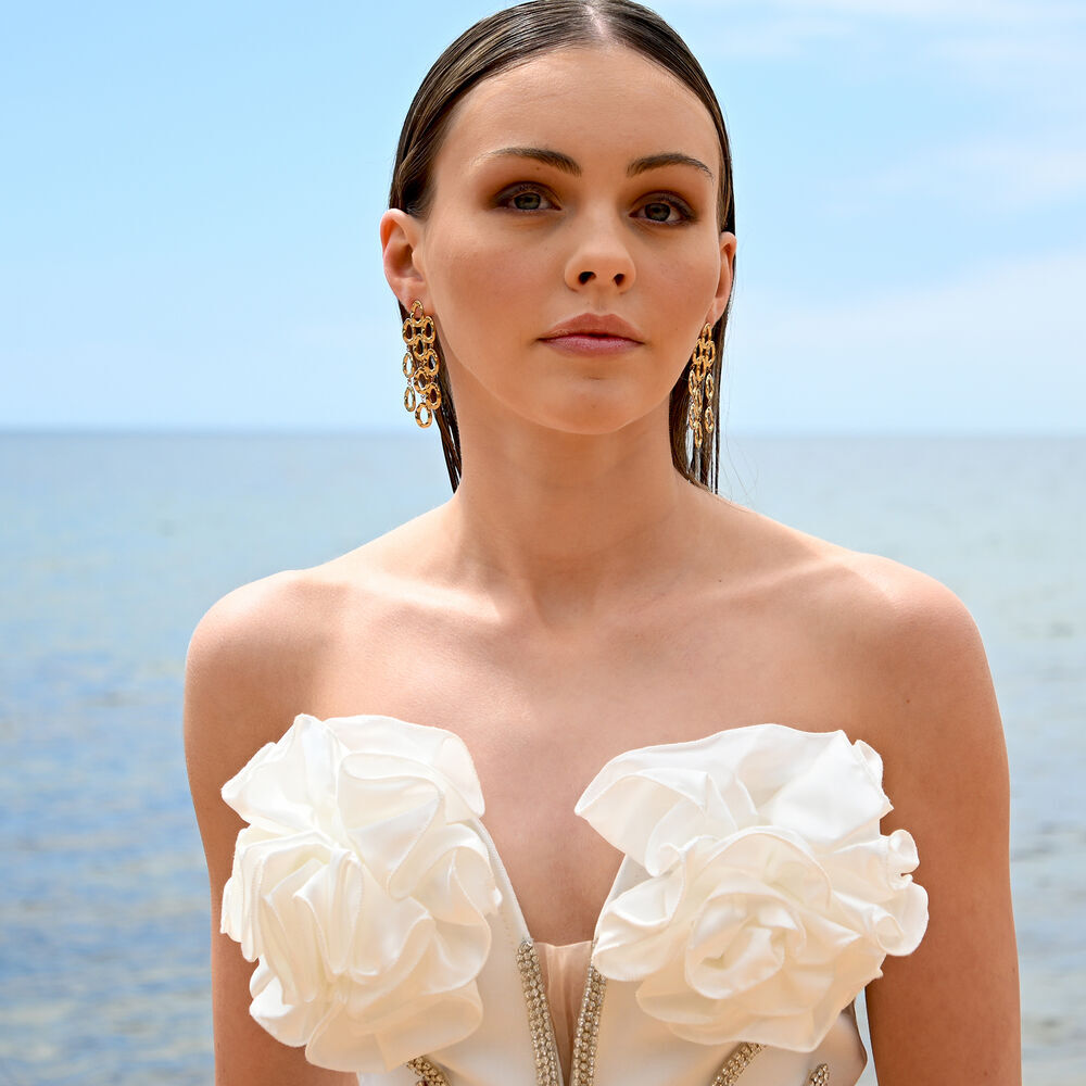 Culturesse Lenore Sculptured Loop Mesh Earrings (Gold)