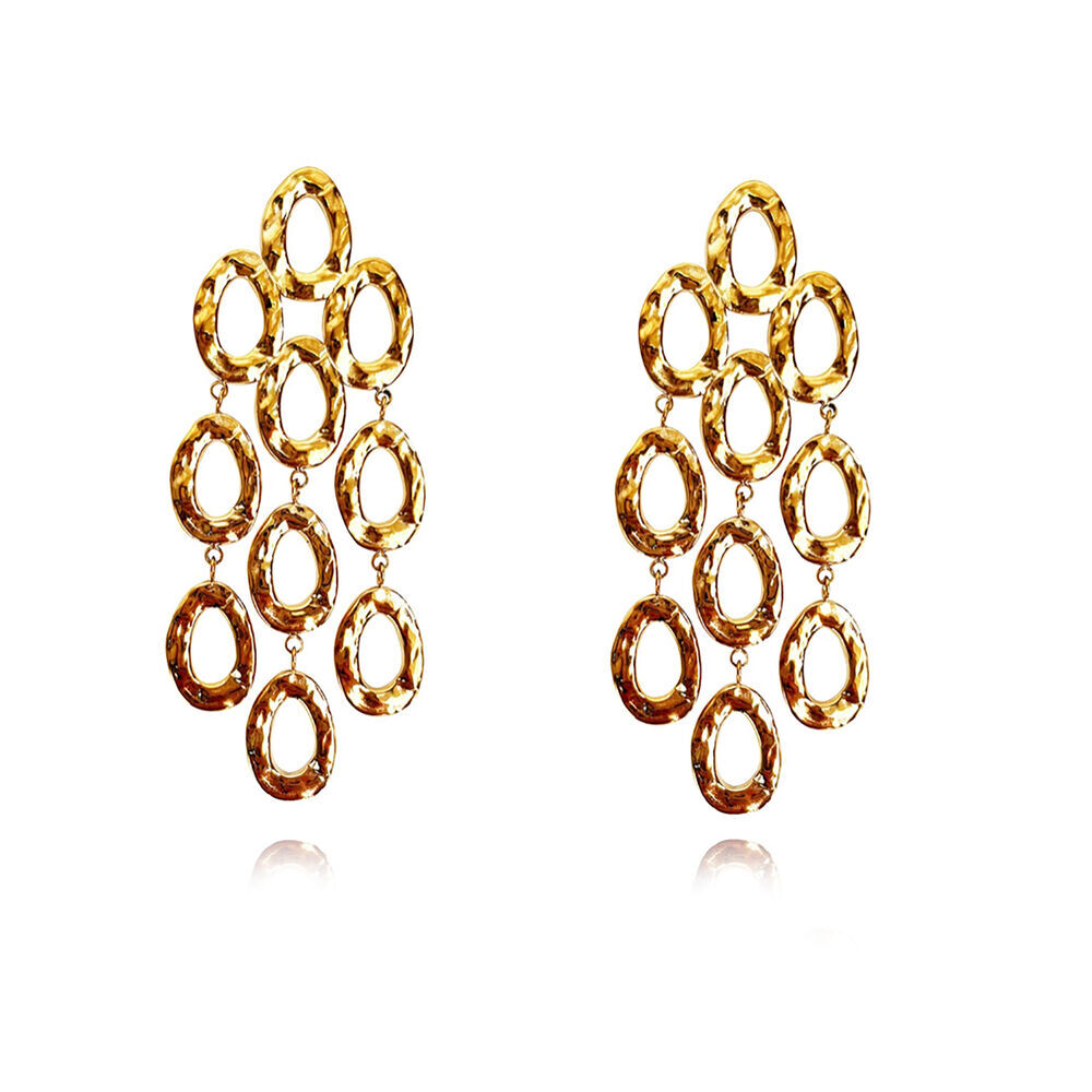 Culturesse Lenore Sculptured Loop Mesh Earrings (Gold)