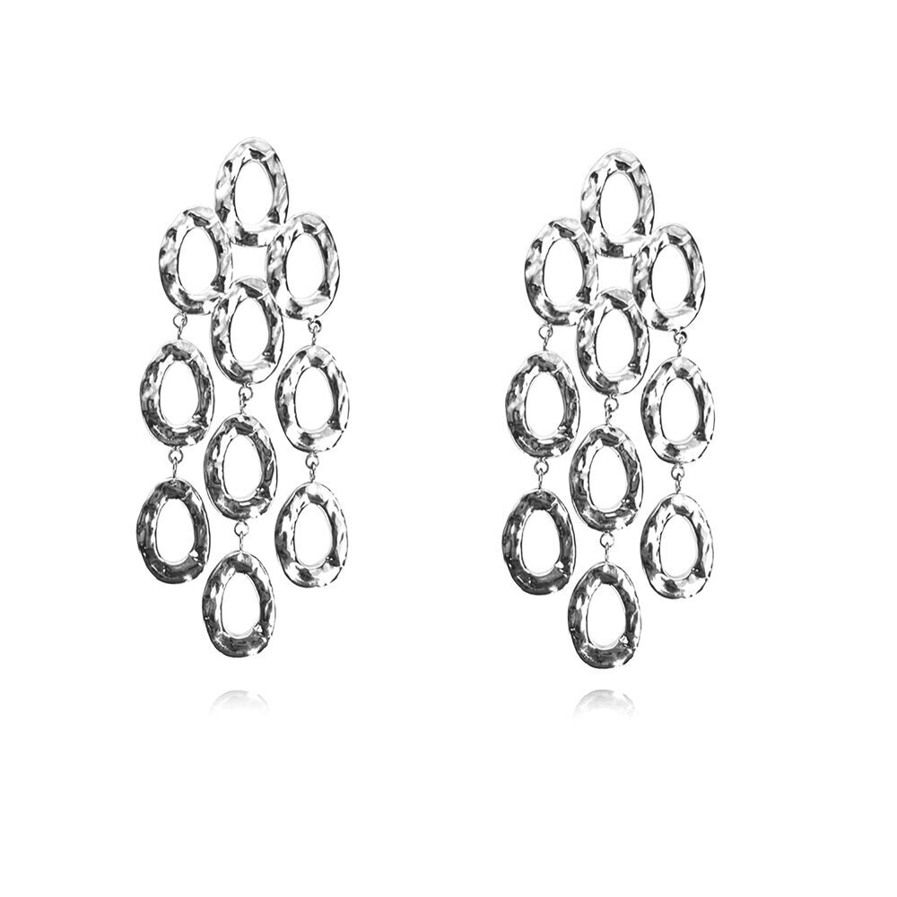 Culturesse Lenore Sculptured Loop Mesh Earrings (Silver)