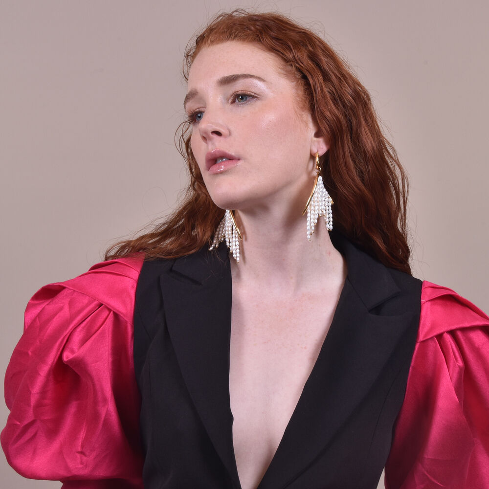 Culturesse Laurissa Luxury Pearl Tassel Earrings