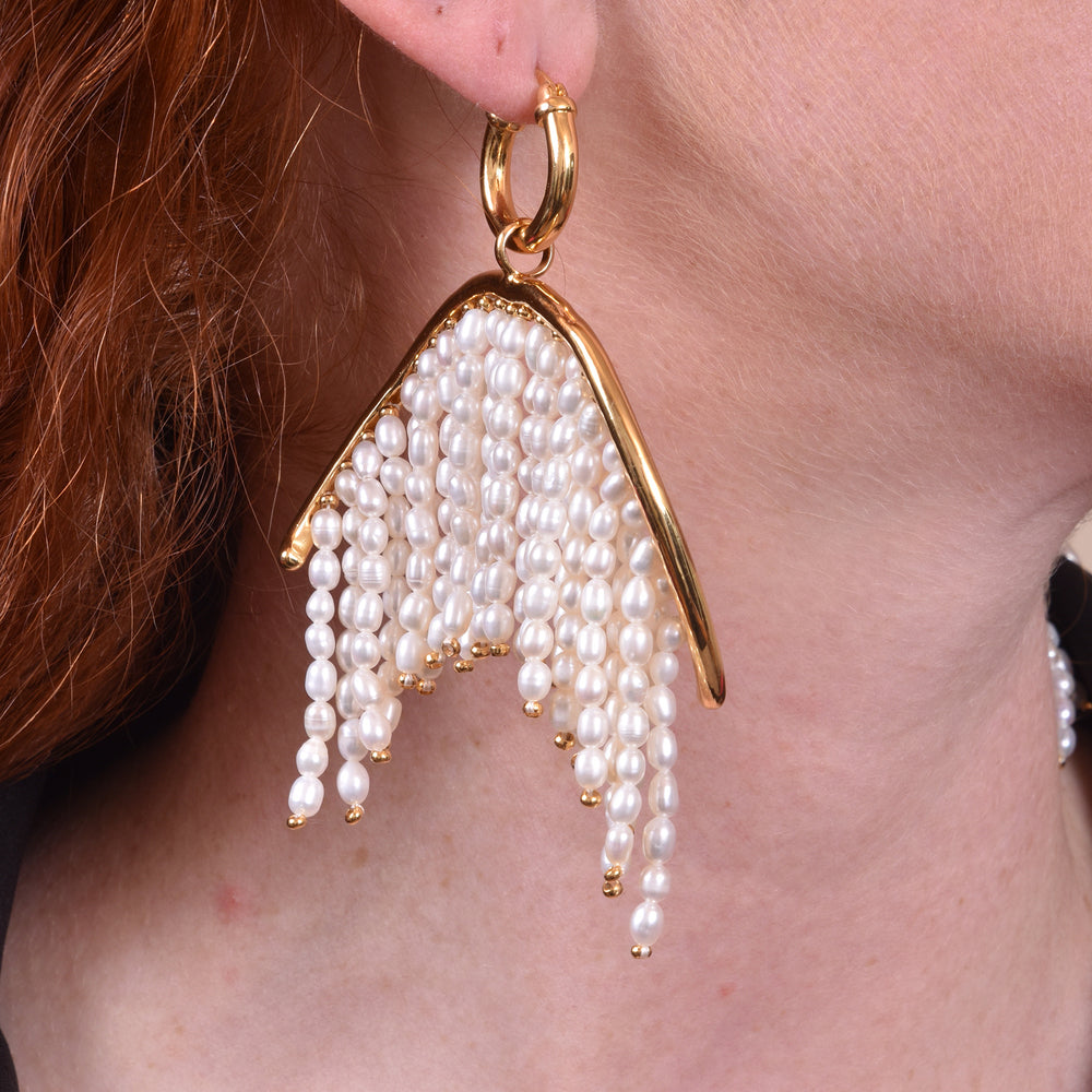 Culturesse Laurissa Luxury Pearl Tassel Earrings