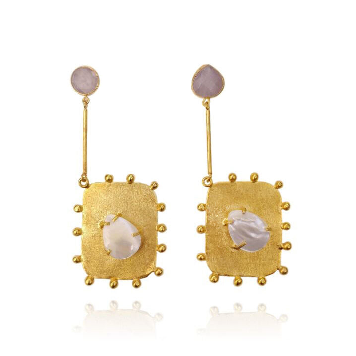 Culturesse Florence Luxury 24K Gold Dangle Earrings