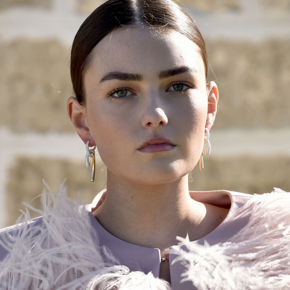 Culturesse Aviva Two Tone Diamante Knot Earrings