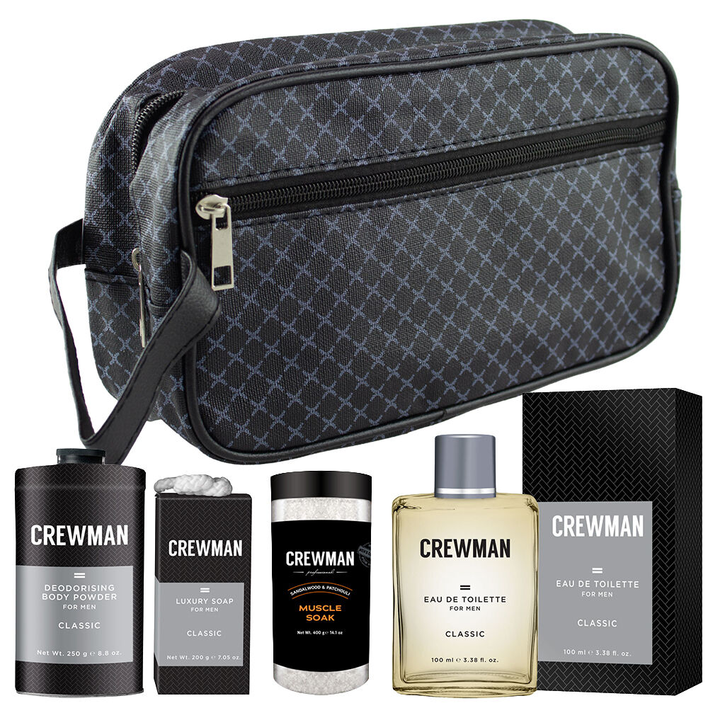 Crewman Classic Mens Grooming Set EDT Soap Powder Bag Muscle Soak Salts