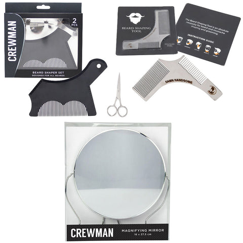 Crewman Mens Shaving Mirror Beard Shaping Tools Grooming Set