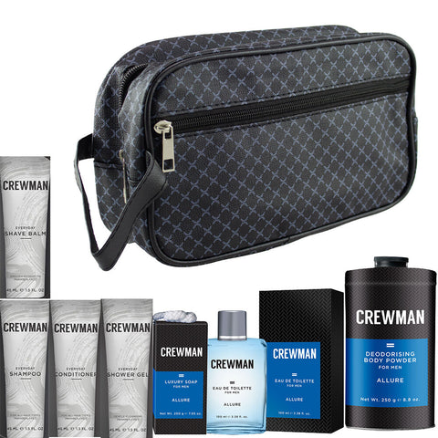 Crewman Allure Mens Grooming Set EDT Soap Powder Bag Traveler Kit
