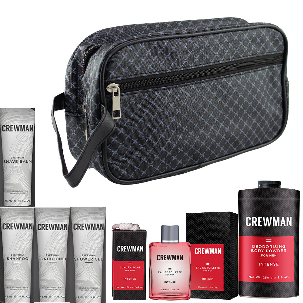 Crewman Intense Mens Grooming Set EDT Soap Powder Bag Traveler Kit